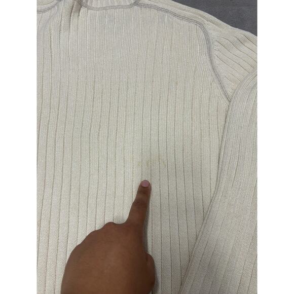 Polo Jeans Company Ralph Lauren Sweater Mens XL Cream Ribbed Crewneck Patch - Picture 9 of 11